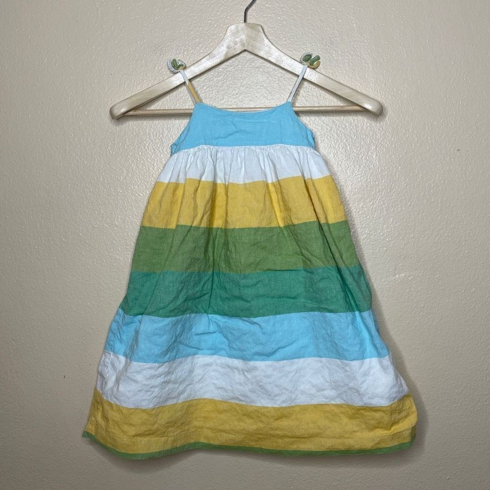 Baby Gap Dress Girls 4T Multi Color Striped Maxi Sun Dress Linen Bland